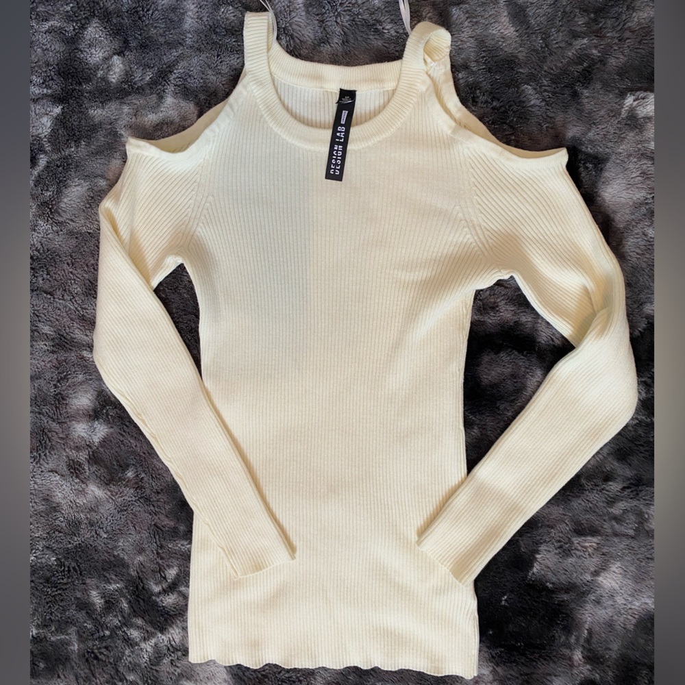 Lord & Taylor Off-Shoulder Cream Sweater